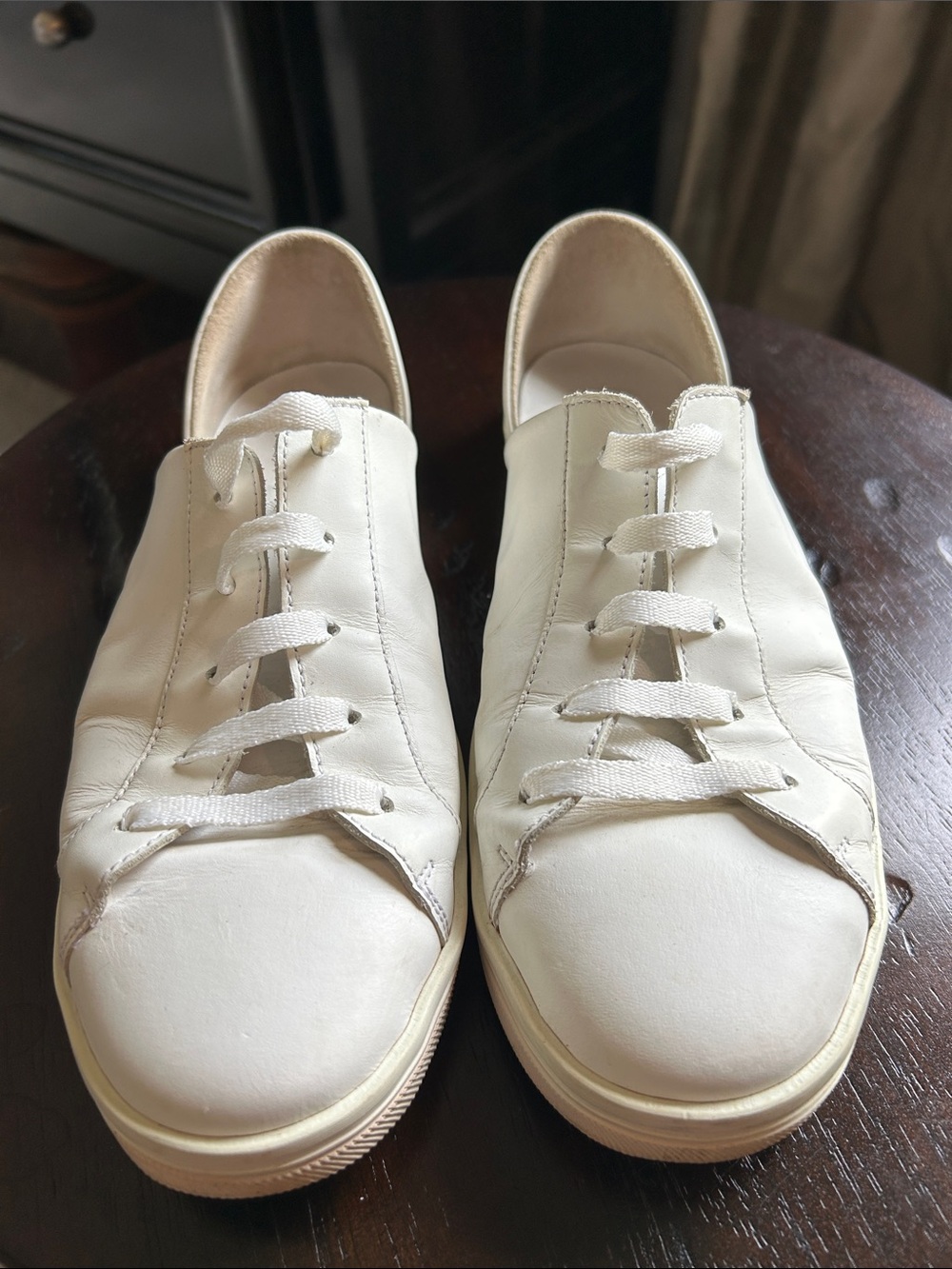 Freda Salvador Eda D’Orsay White Leather Lace-Up Sneakers Size 7.5